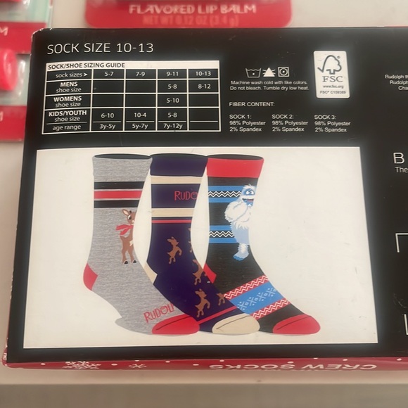 Rudolph crew, socks, and lip glosses - Picture 4 of 6
